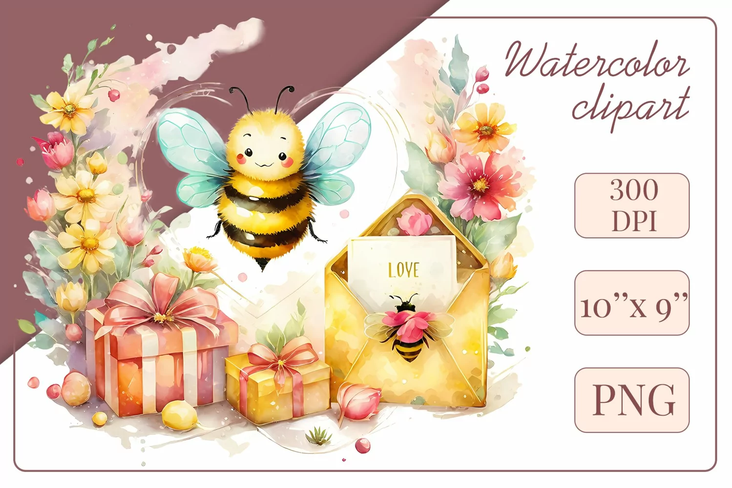 Cute watercolor bee - perfect for your project! This gentle drawing will add playfulness and charm to your design. Use it for creating cards, web design, and much more. #watercolorclipart #bee #drawing
