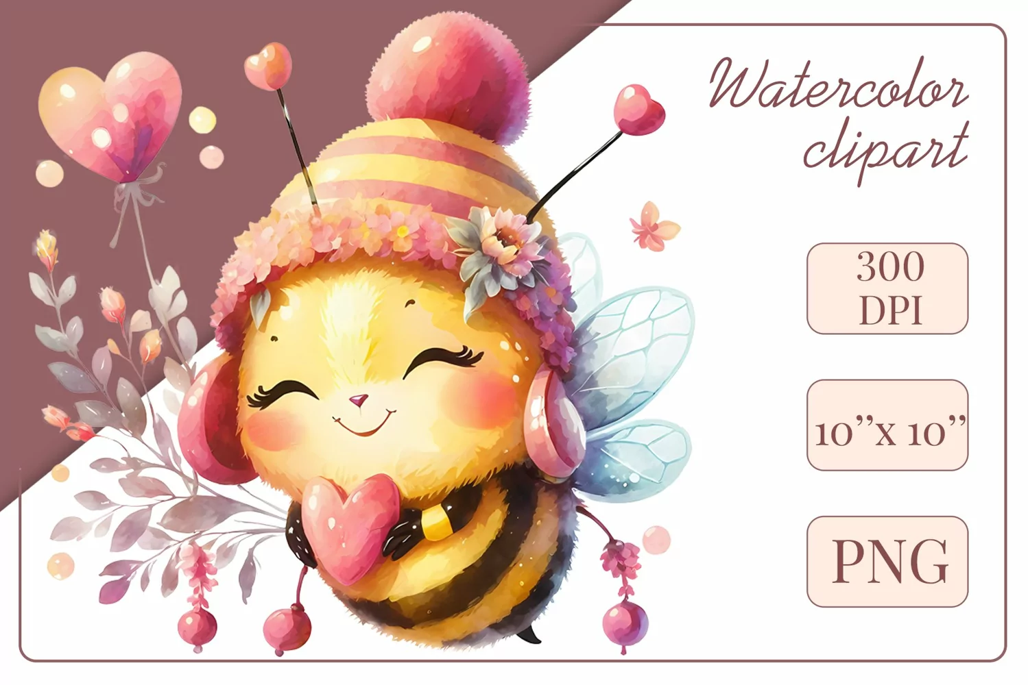 Cute watercolor bee - perfect for your project! This gentle drawing will add playfulness and charm to your design. Use it for creating cards, web design, and much more. #watercolorclipart #bee #drawing
