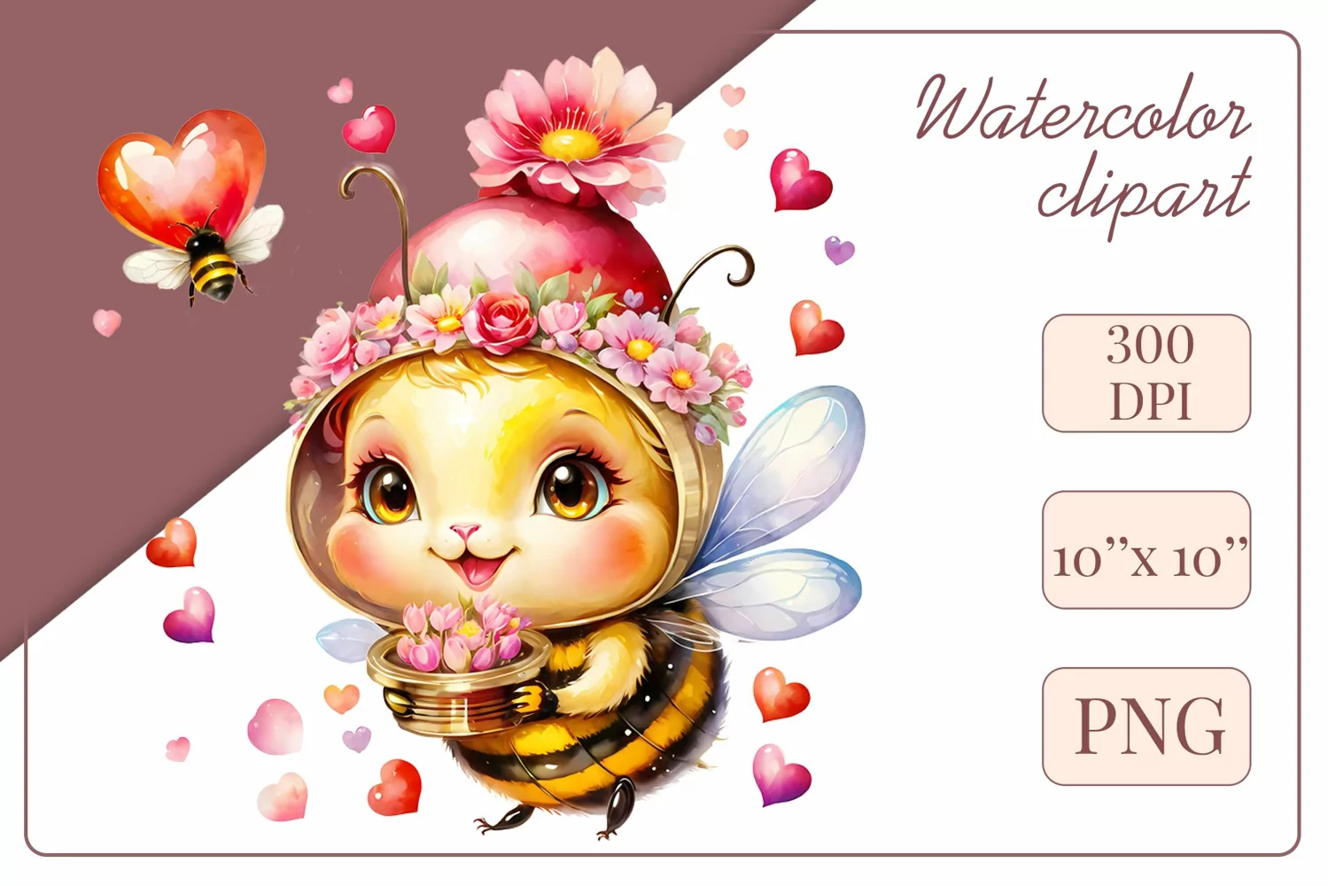 Cute watercolor bee - perfect for your project! This gentle drawing will add playfulness and charm to your design. Use it for creating cards, web design, and much more. #watercolorclipart #bee #drawing