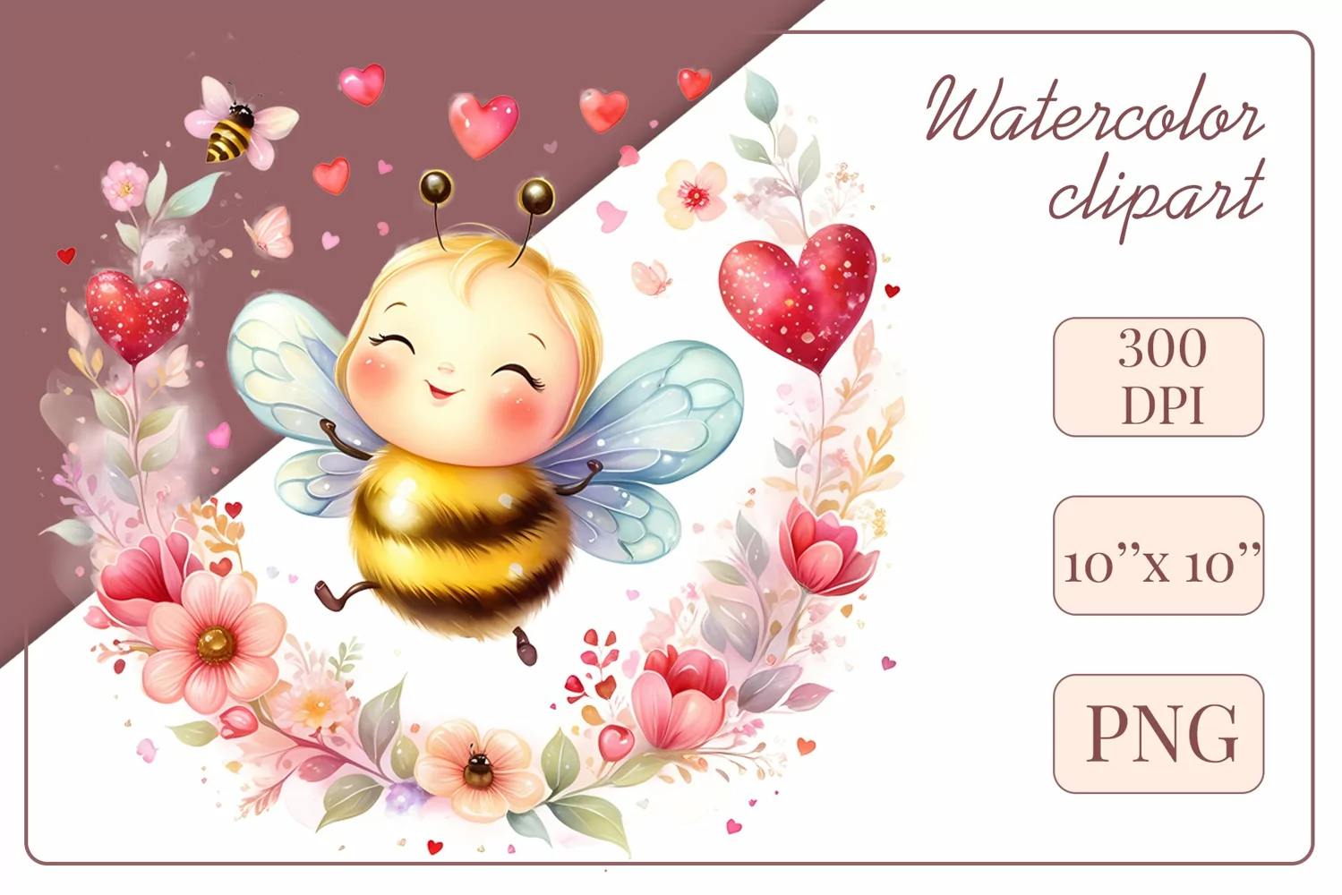 Cute watercolor bee - perfect for your project! This gentle drawing will add playfulness and charm to your design. Use it for creating cards, web design, and much more. #watercolorclipart #bee #drawing
