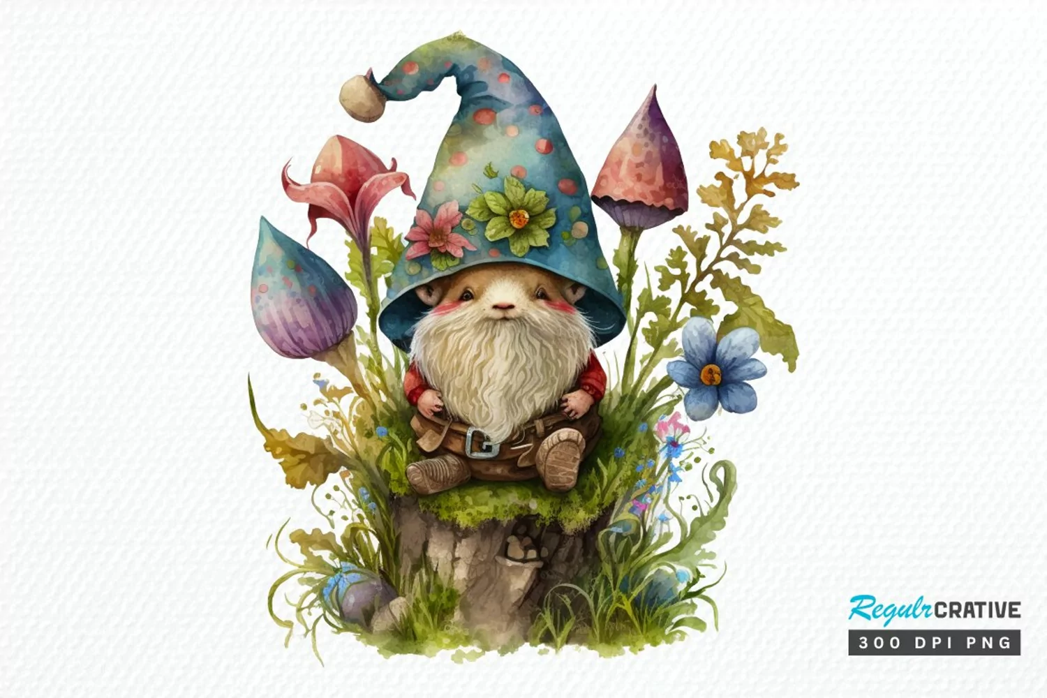 Watercolor easter bunny Gnome PNG Clipart product image 1