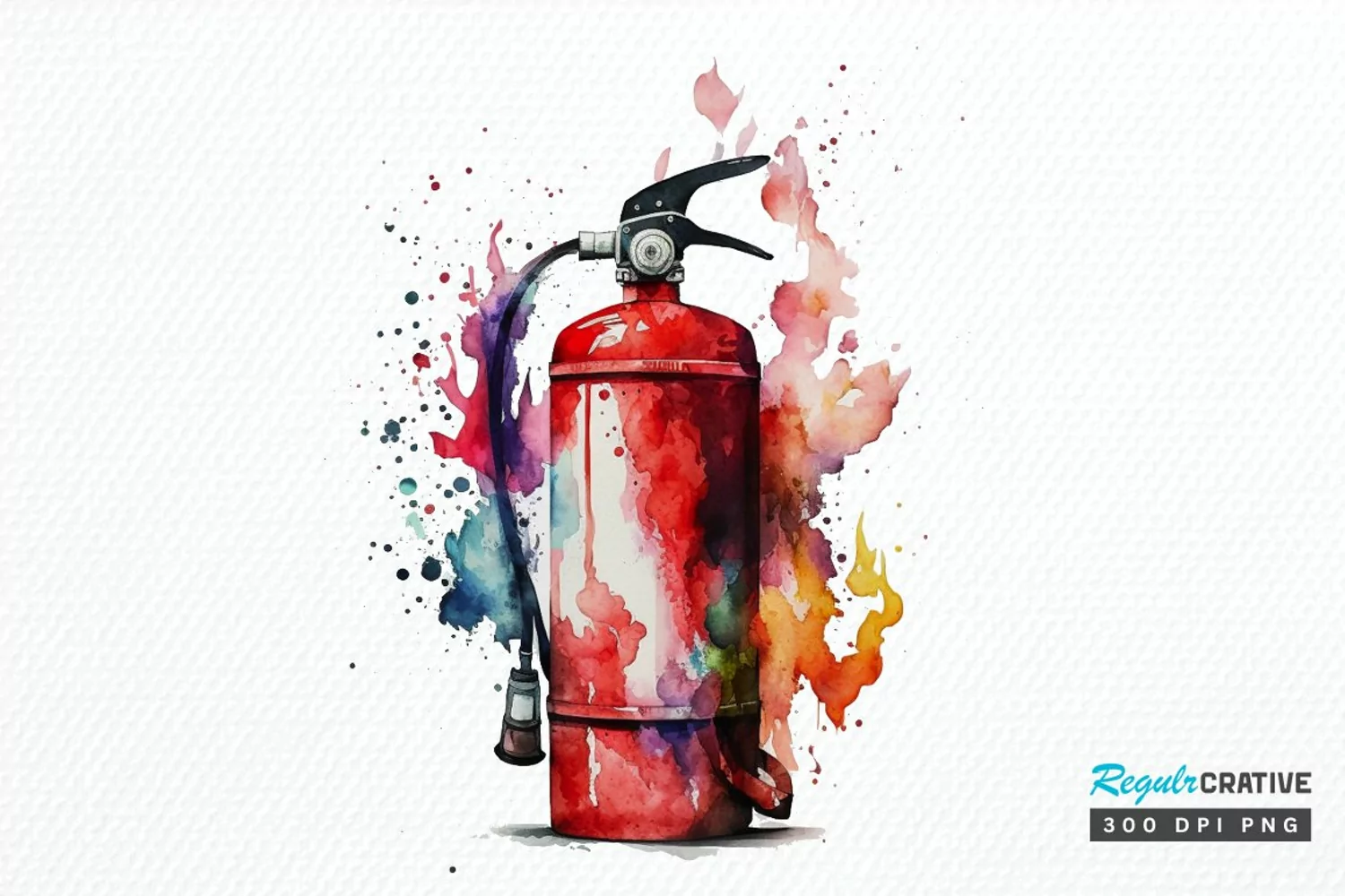 Watercolor Fire Extinguisher PNG Clipart product image 1