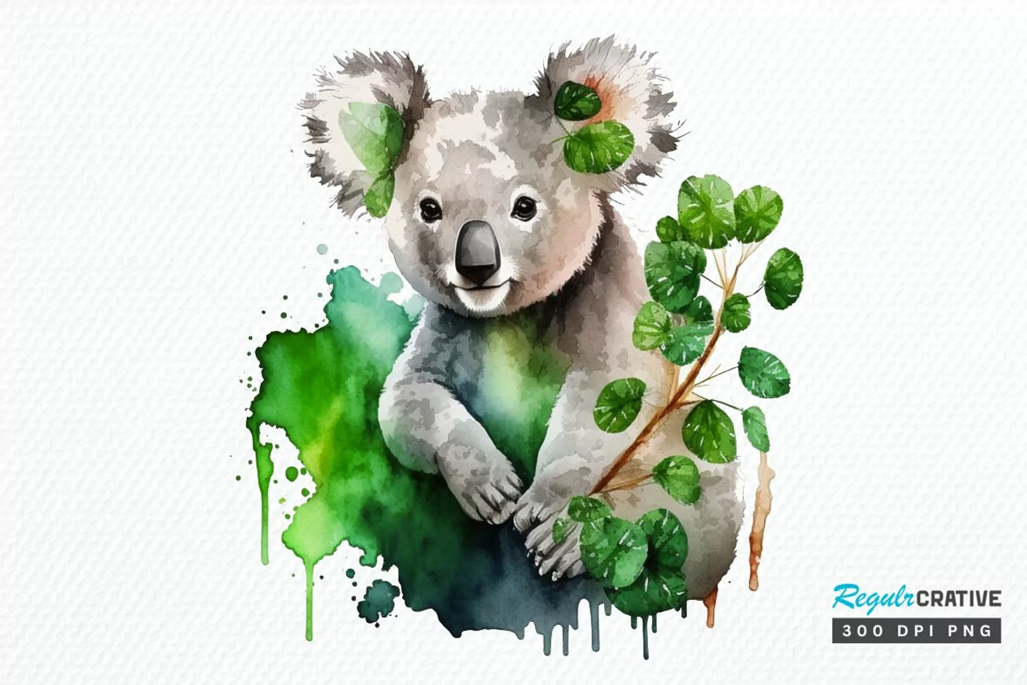 Watercolor Koala Patrick's Day PNG Clipart product image 1