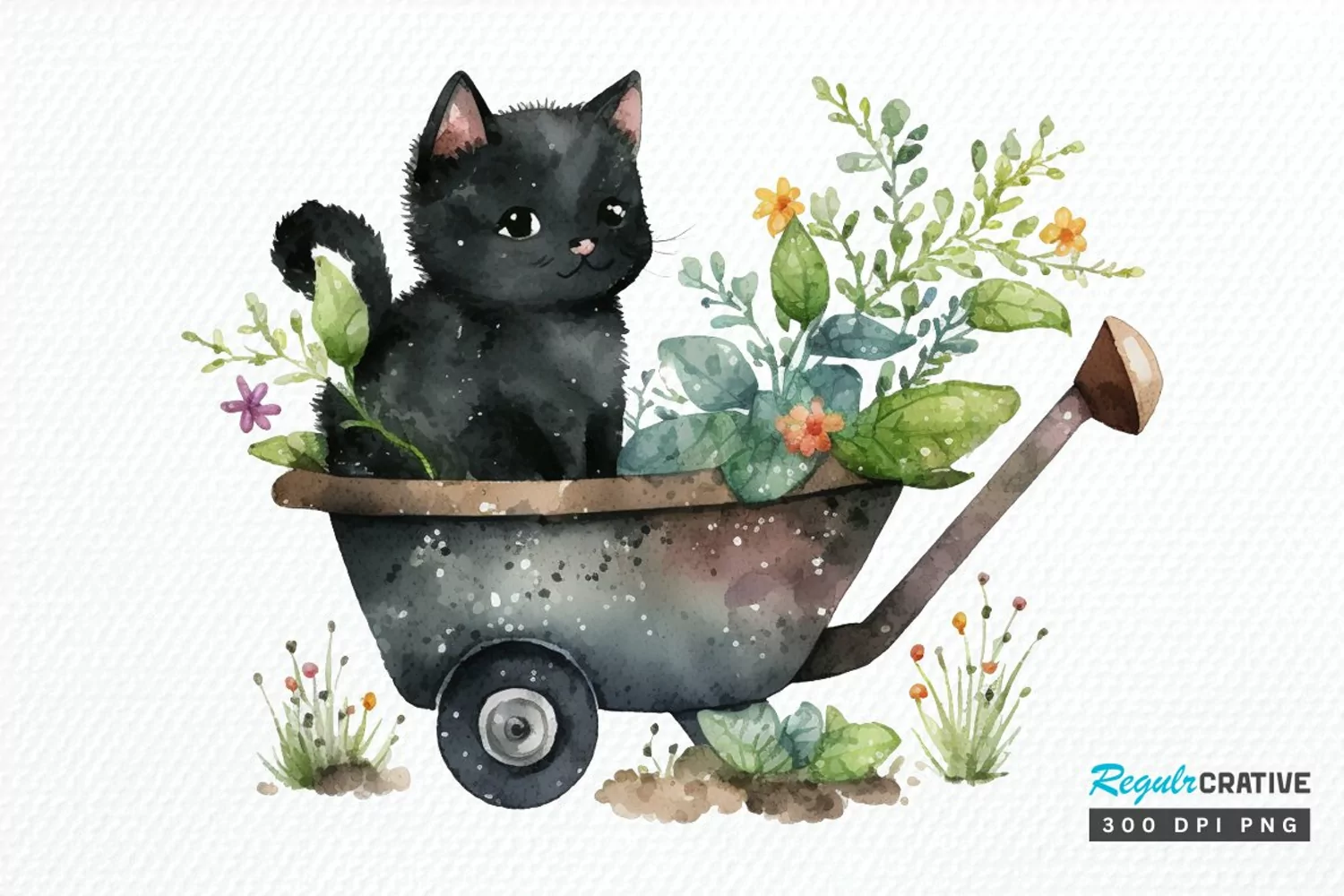 Watercolor Cute Wheelbarrows PNG Clipart product image 1