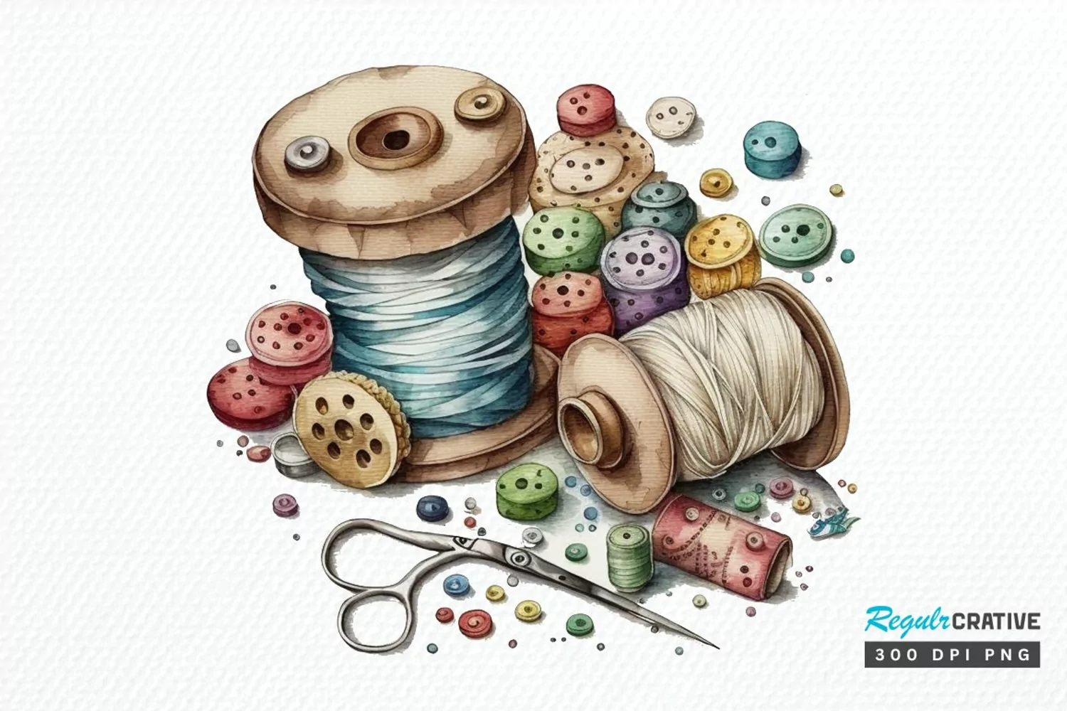 Watercolor Sewing PNG Clipart product image 1