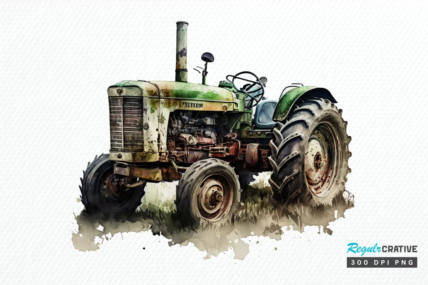 Watercolor Old Tractor PNG Clipart product image 1