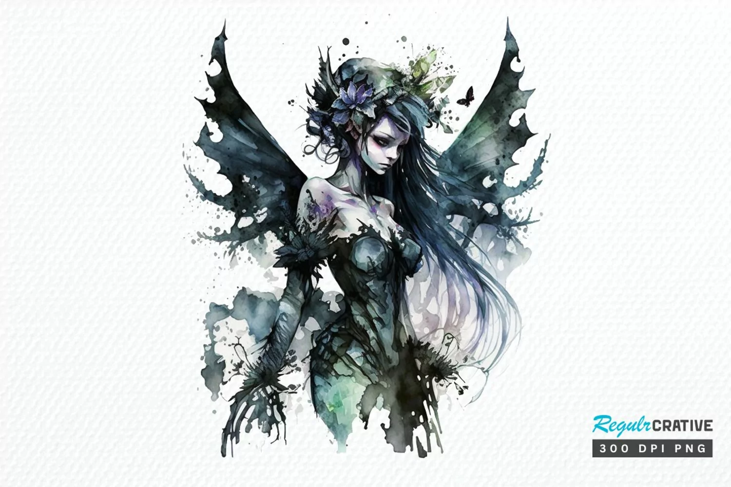Watercolor Gothic Fairie PNG Clipart product image 1