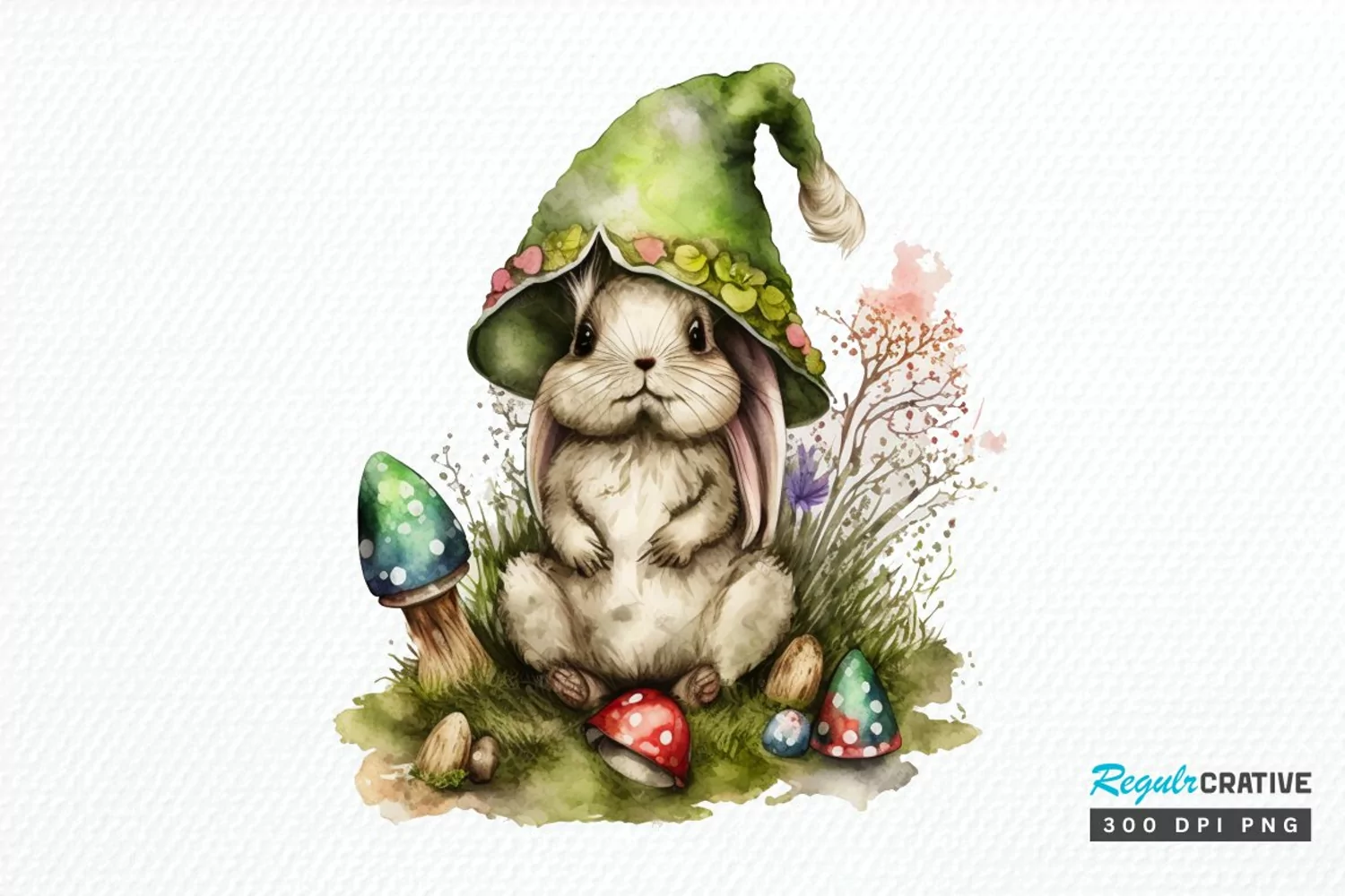 Watercolor easter bunny Gnome PNG Clipart product image 1