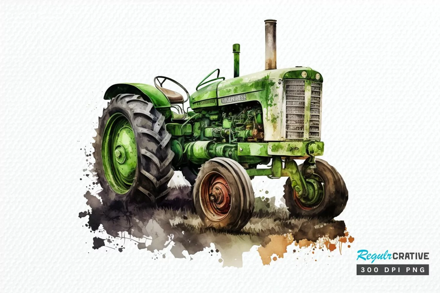 Watercolor Old Tractor PNG Clipart product image 1