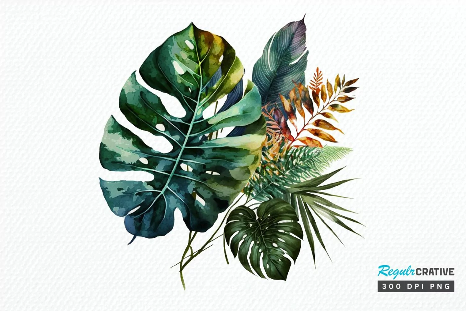 Watercolor Tropical Leave PNG Clipart product image 1