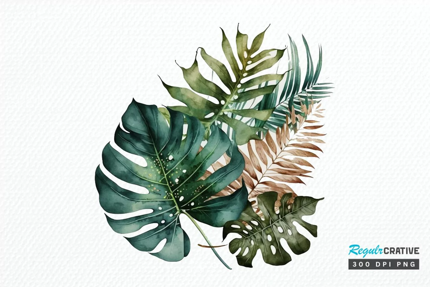 Watercolor Tropical Leave PNG Clipart product image 1