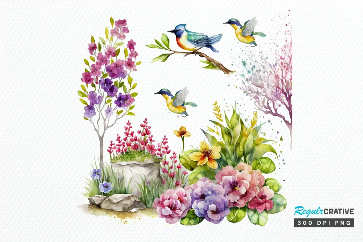 Watercolor Spring Garden PNG Clipart product image 1