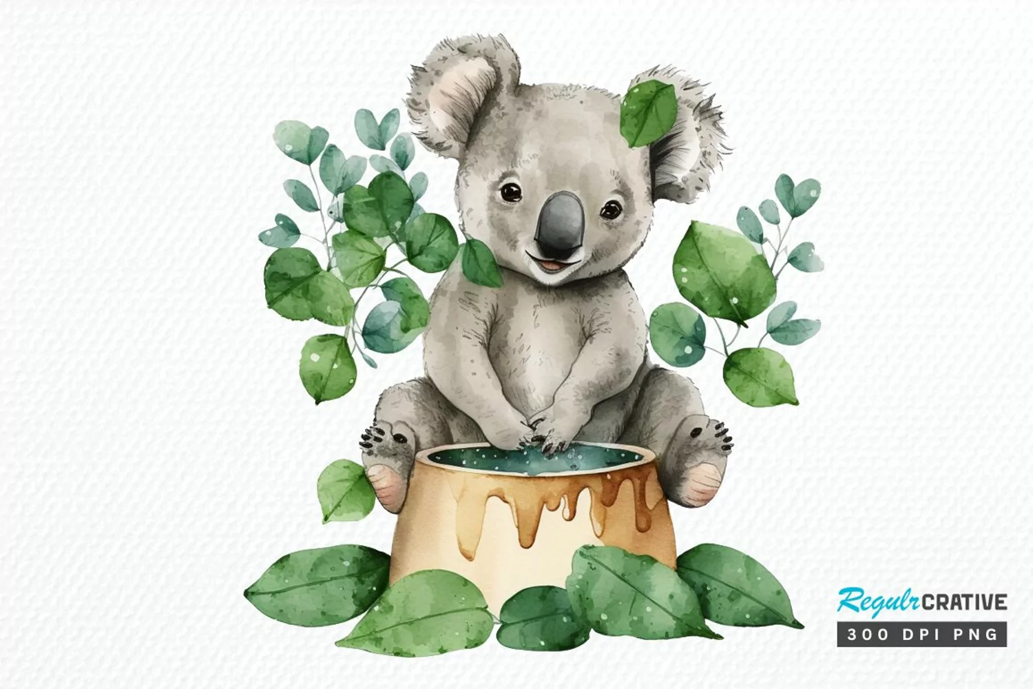 Watercolor Koala Patrick's Day PNG Clipart product image 1