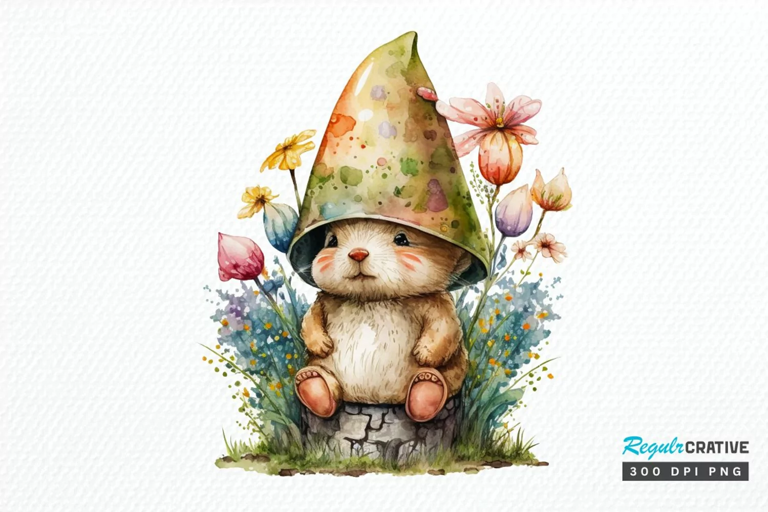 Watercolor easter bunny Gnome PNG Clipart product image 1