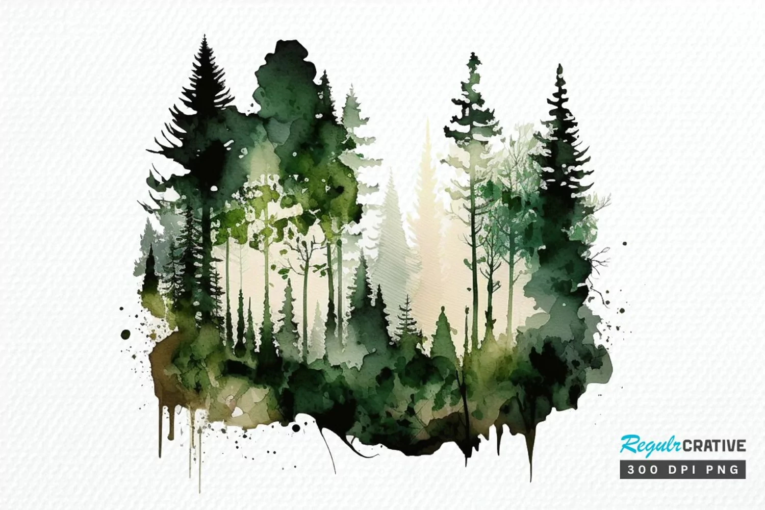 Watercolor Forest PNG Clipart product image 1