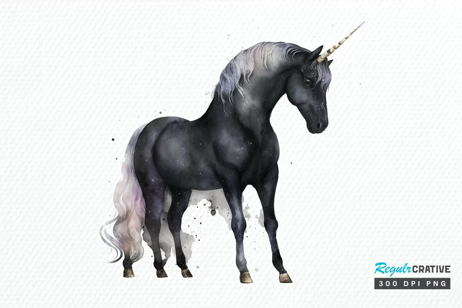 Watercolor Night Unicorn PNG Clipart product image 1