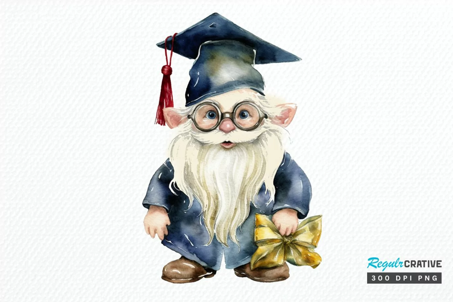 Watercolor Gnome Graduate PNG Clipart product image 1