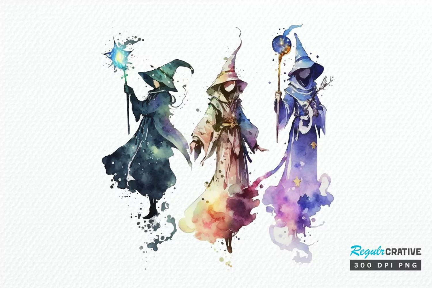 Watercolor Celestial Wizards PNG Clipart product image 1