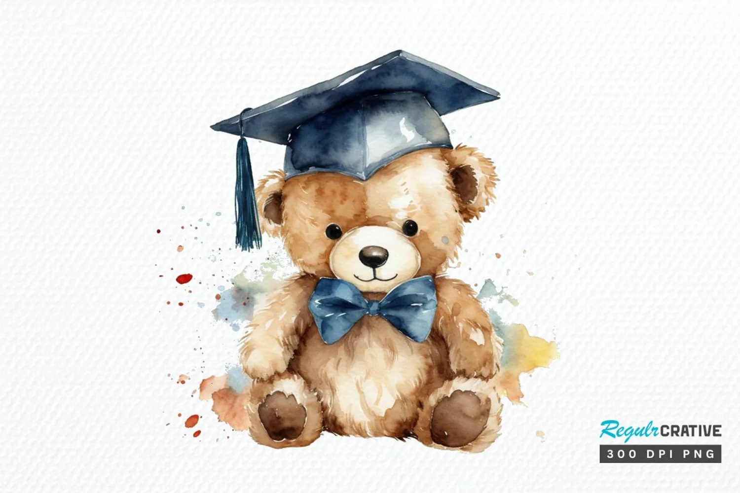 Watercolor Graduate Teddy Bear PNG Clipart product image 1
