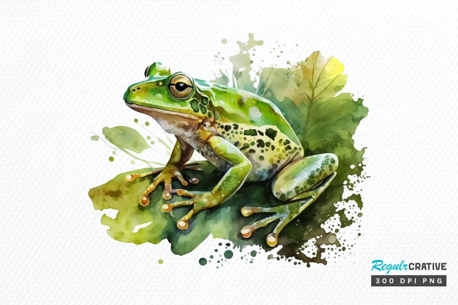 Watercolor Green Frog PNG Clipart product image 1