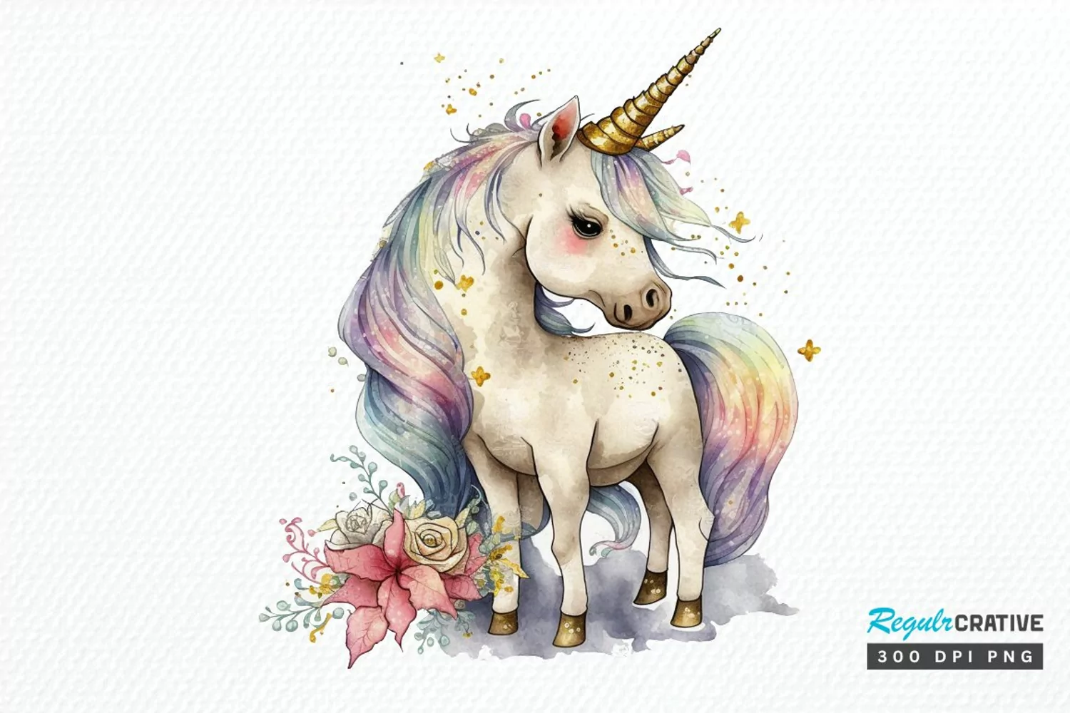 Watercolor Magical Unicorn PNG Clipart product image 1