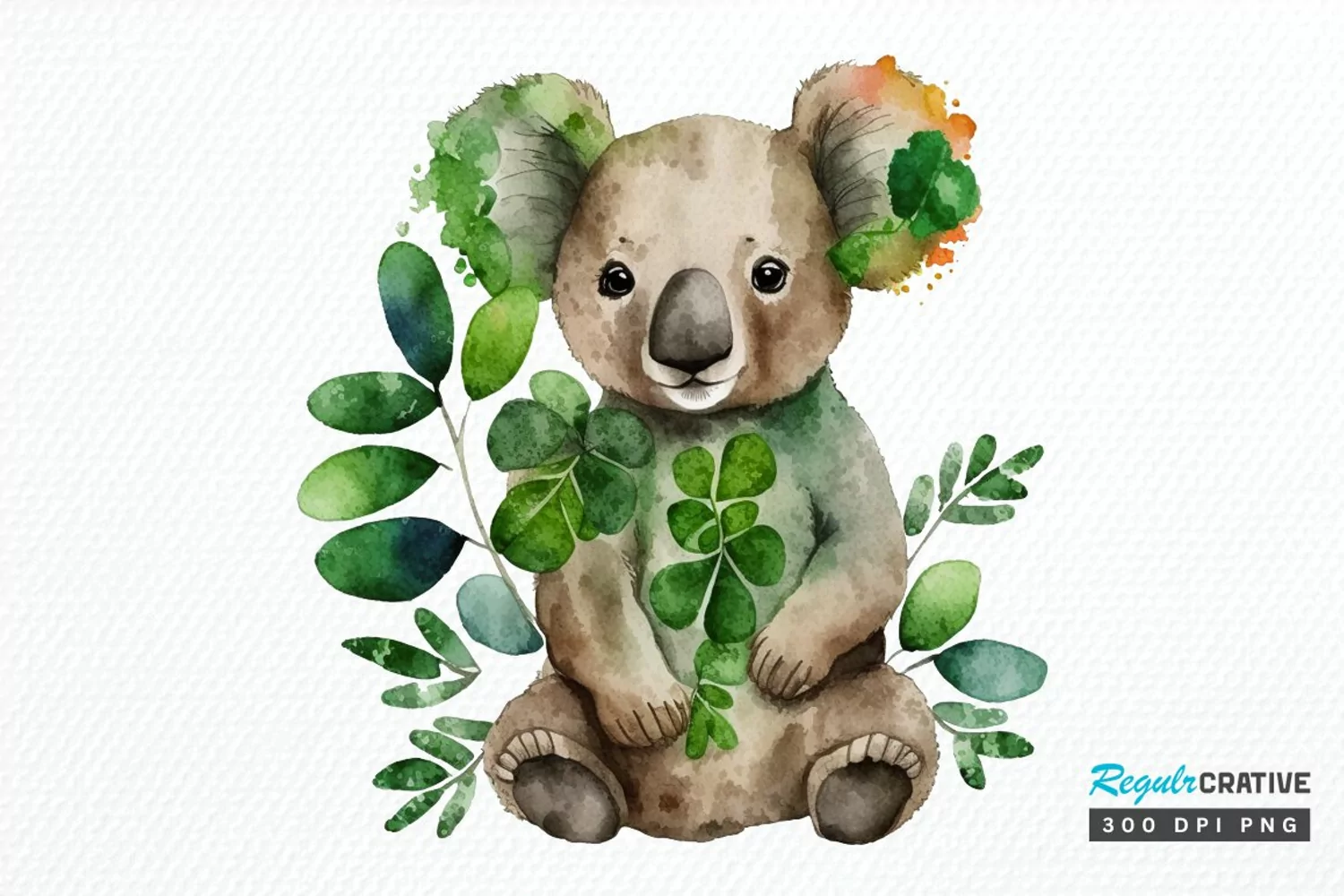 Watercolor Koala Patrick's Day PNG Clipart product image 1