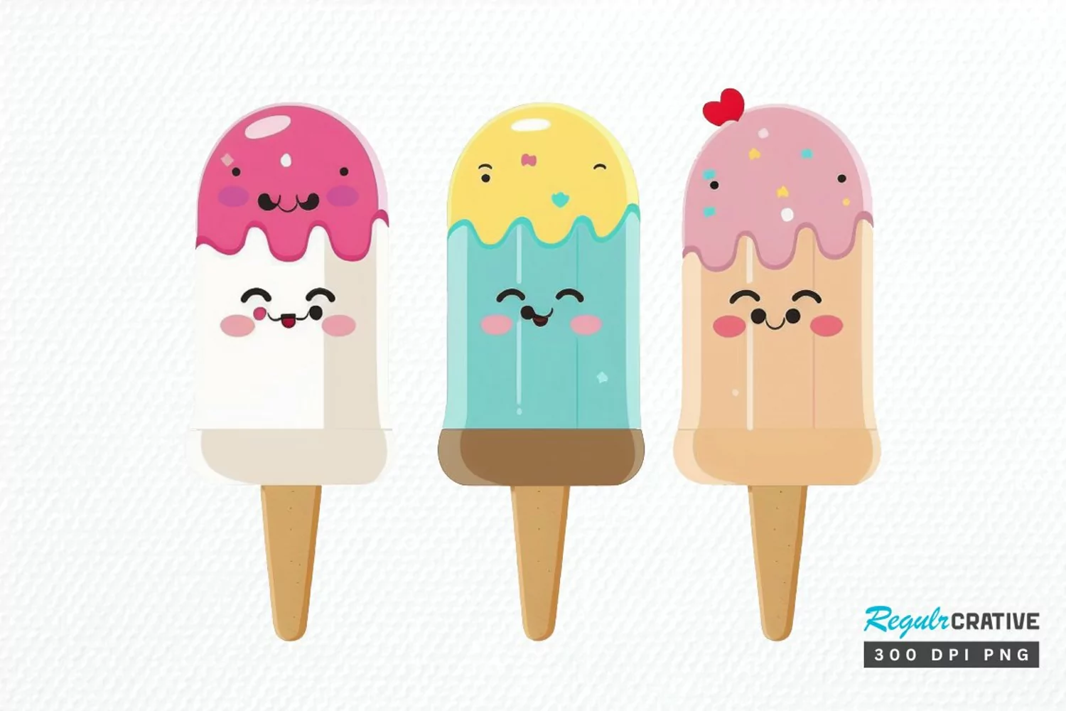 Watercolor Cute Ice Cream PNG Clipart product image 1
