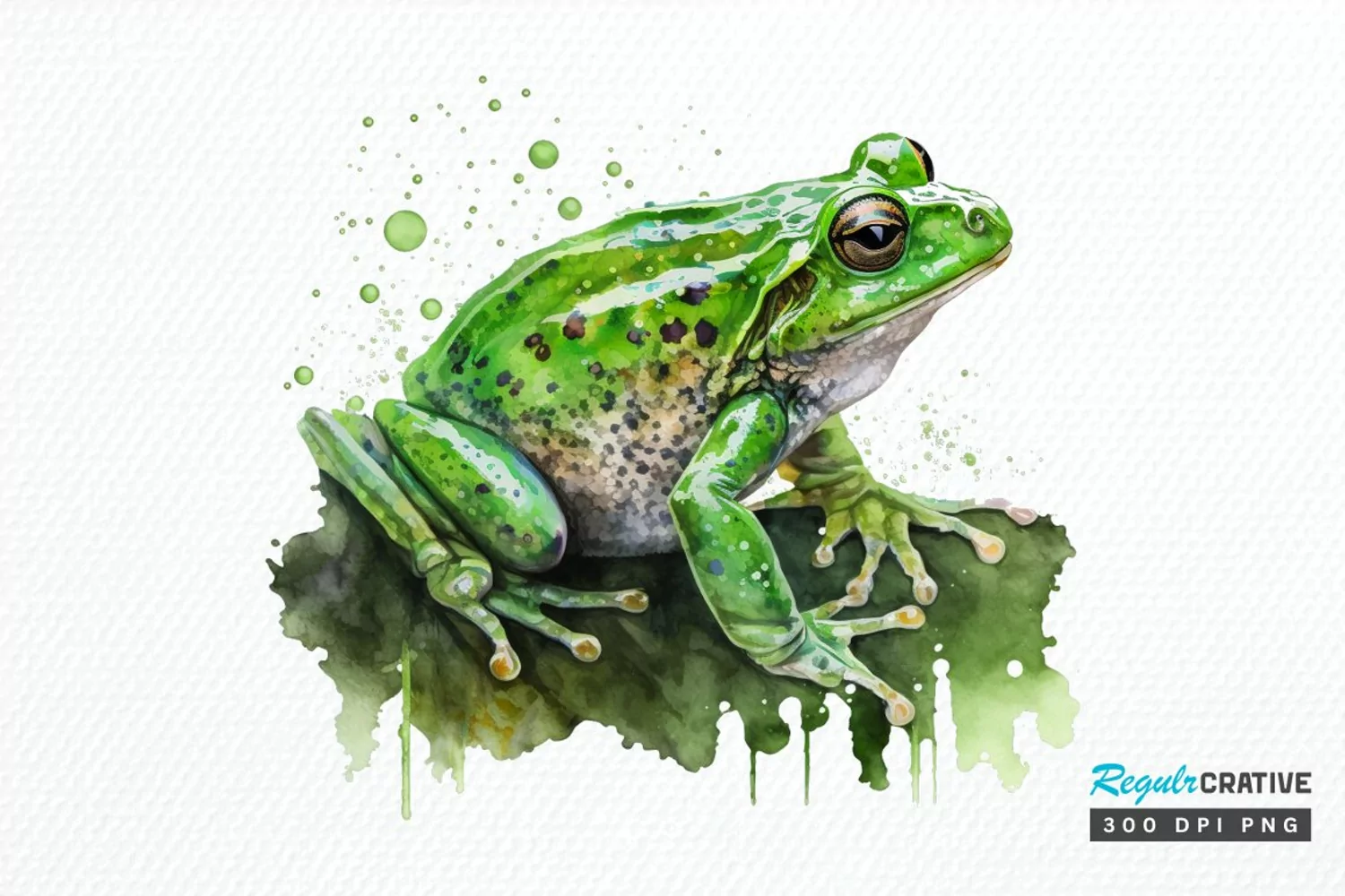 Watercolor Green Frog PNG Clipart product image 1
