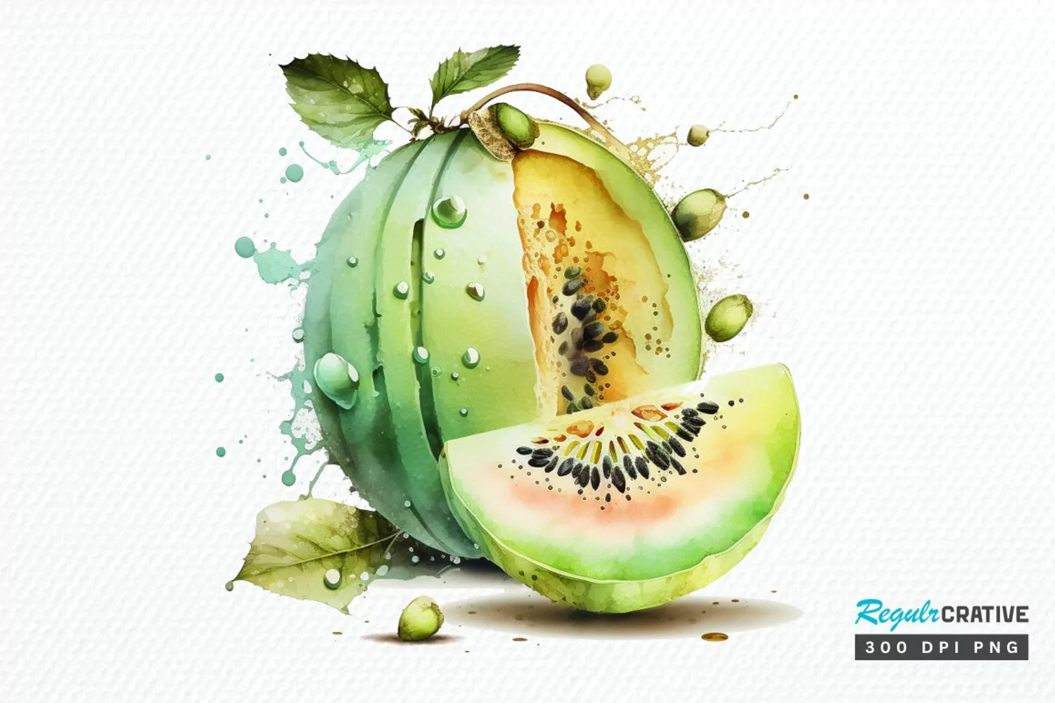Watercolor Honeydew PNG Clipart product image 1