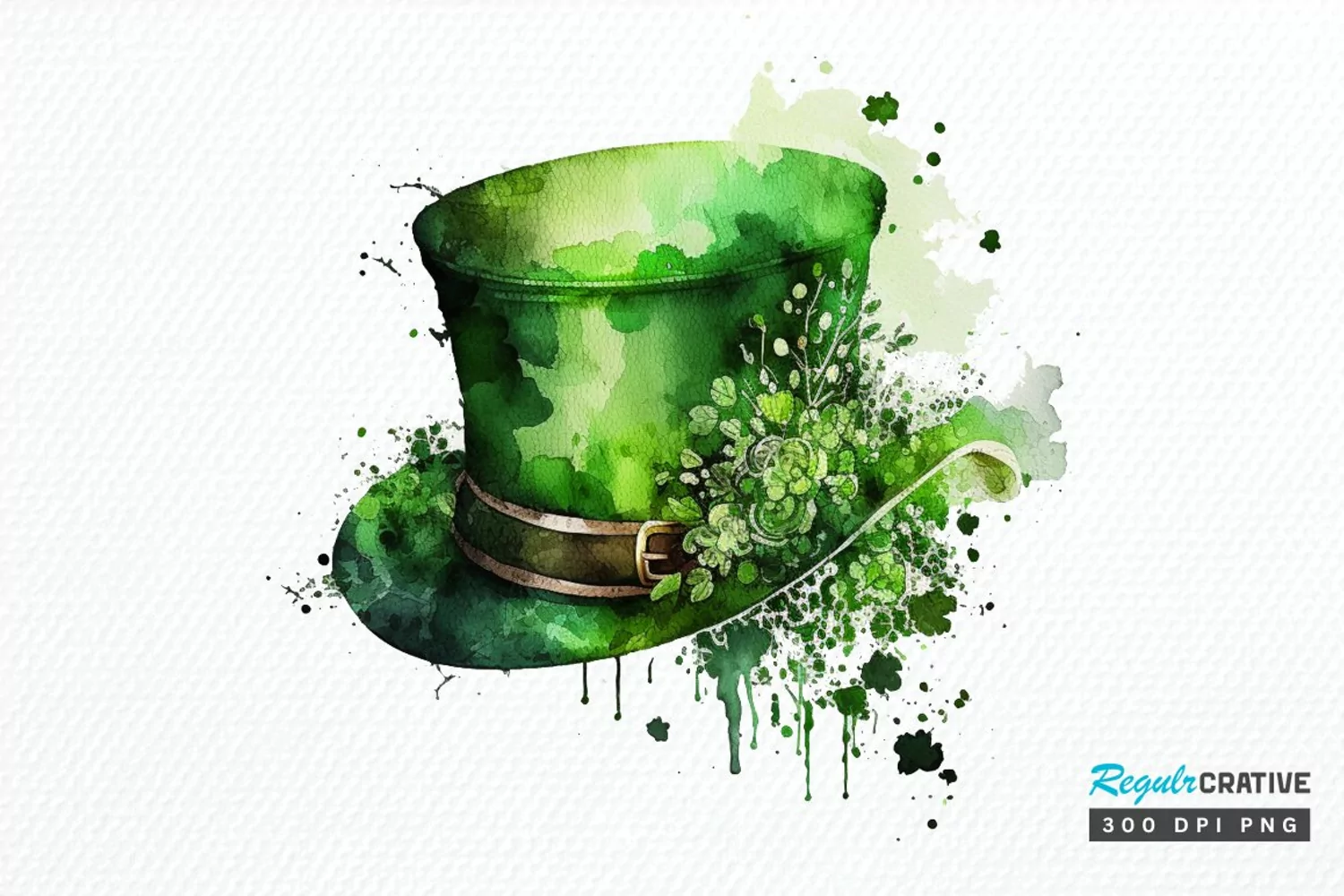 Watercolor Green Hat St.Patrick's Day PNG Clipart product image 1