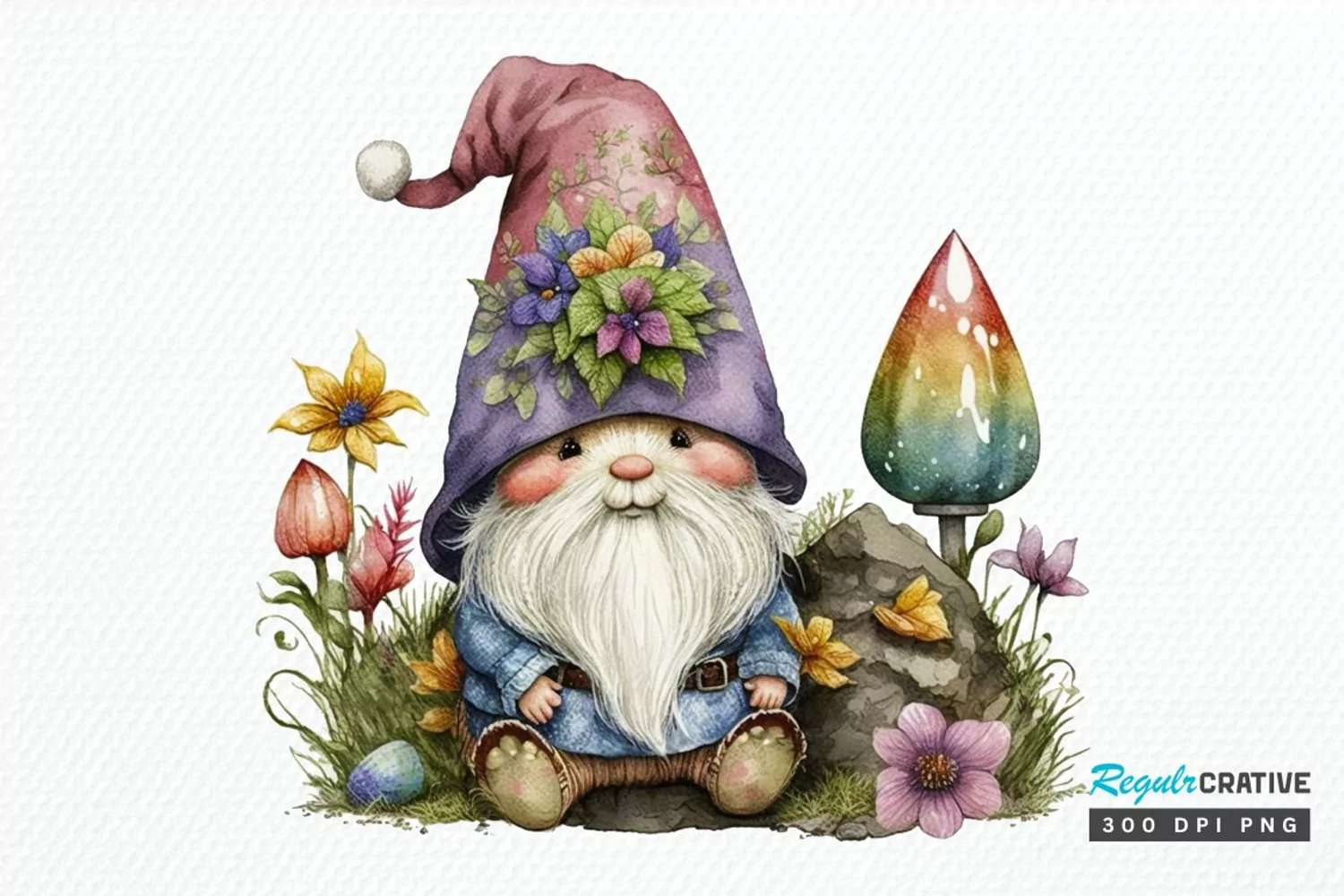 Watercolor easter bunny Gnome PNG Clipart product image 1
