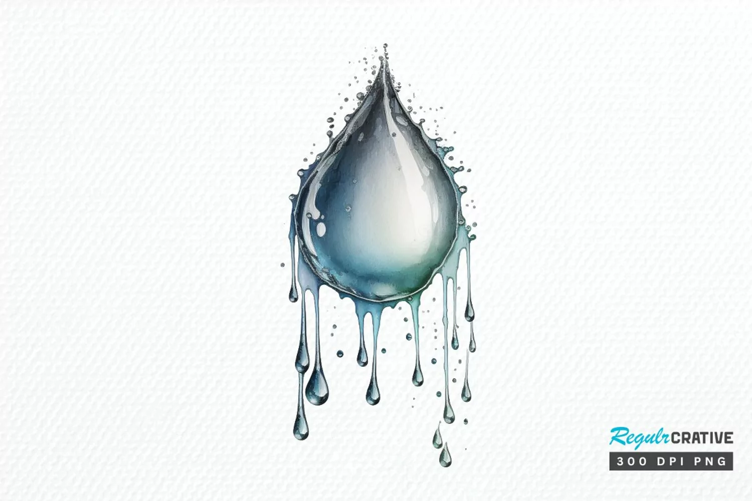 Watercolor Water Droplet PNG Clipart product image 1