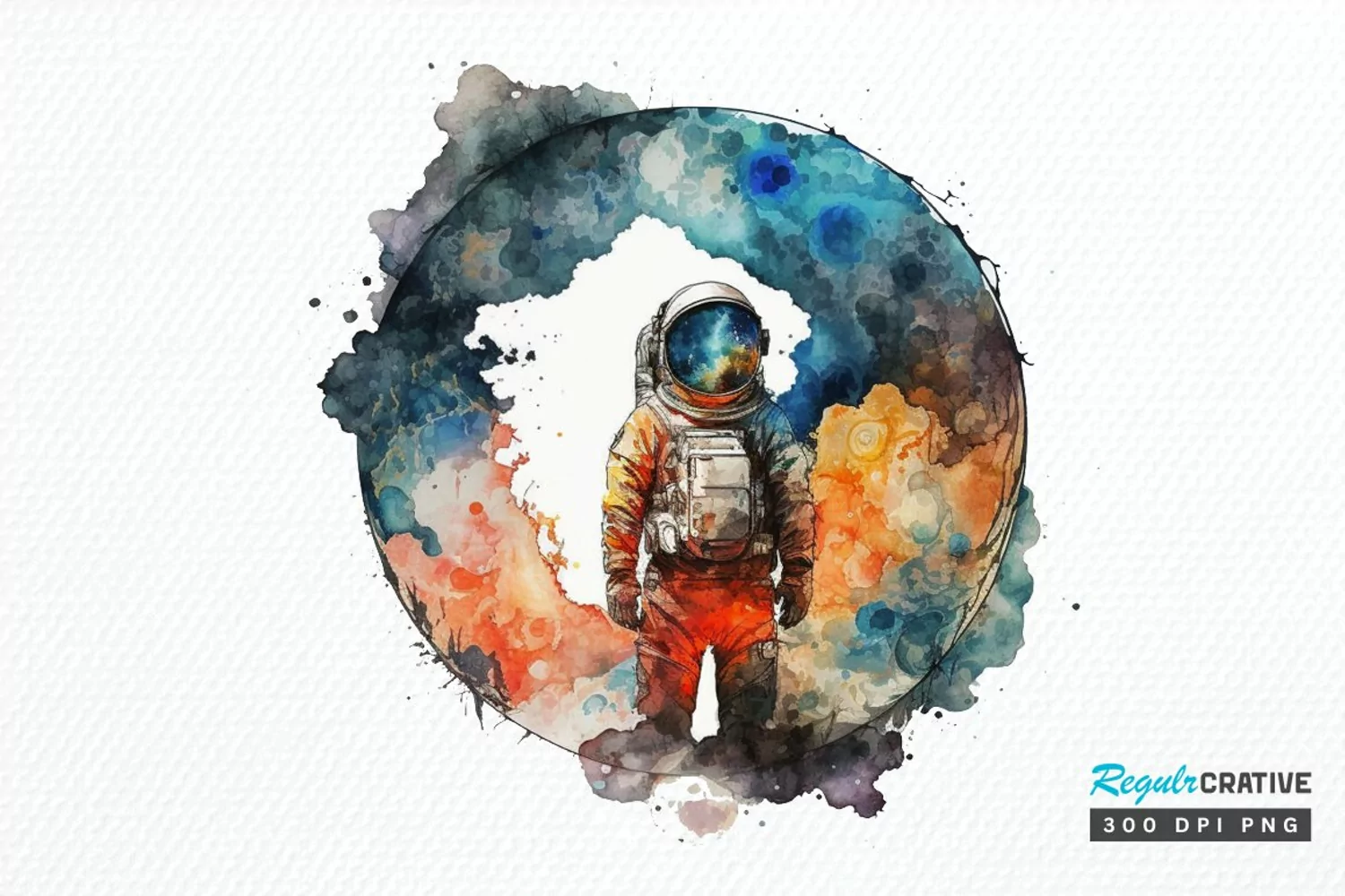 Watercolor Astronaut Planet PNG Clipart product image 1
