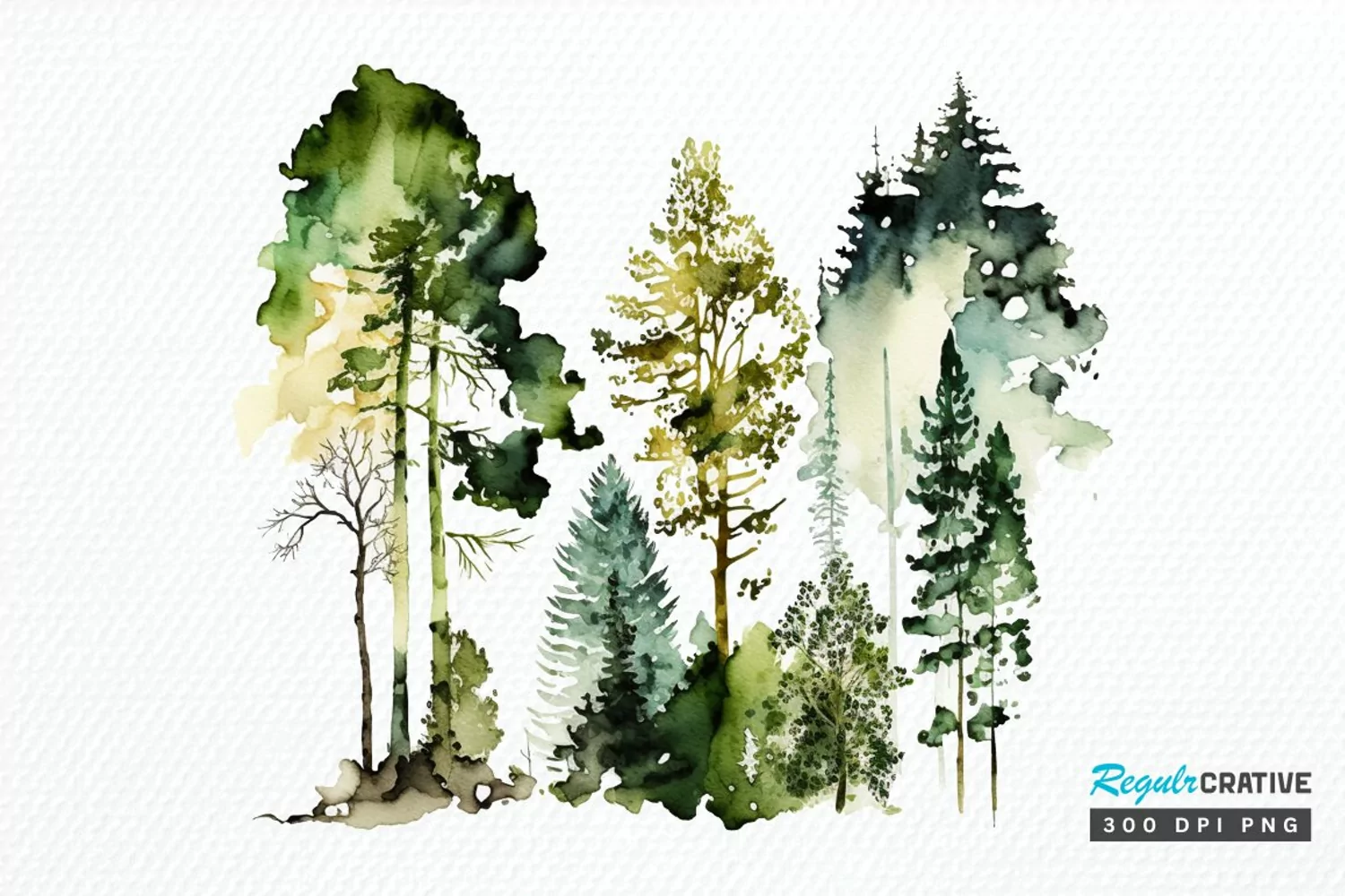 Watercolor Forest PNG Clipart product image 1