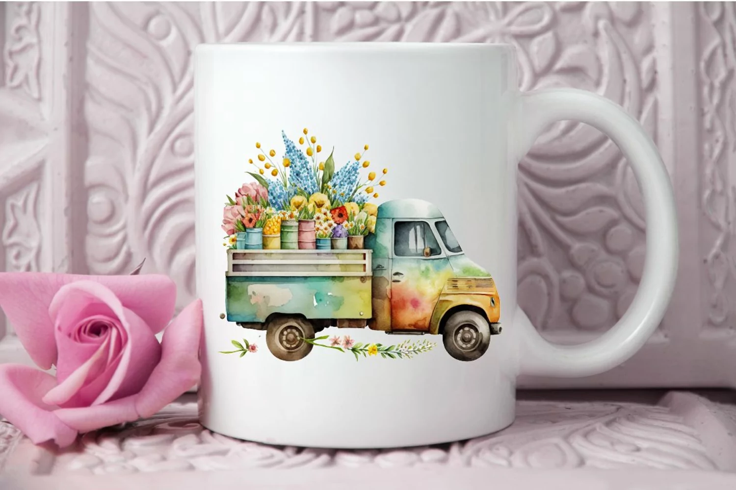 Watercolor Easter Truck PNG Clipart product image 1