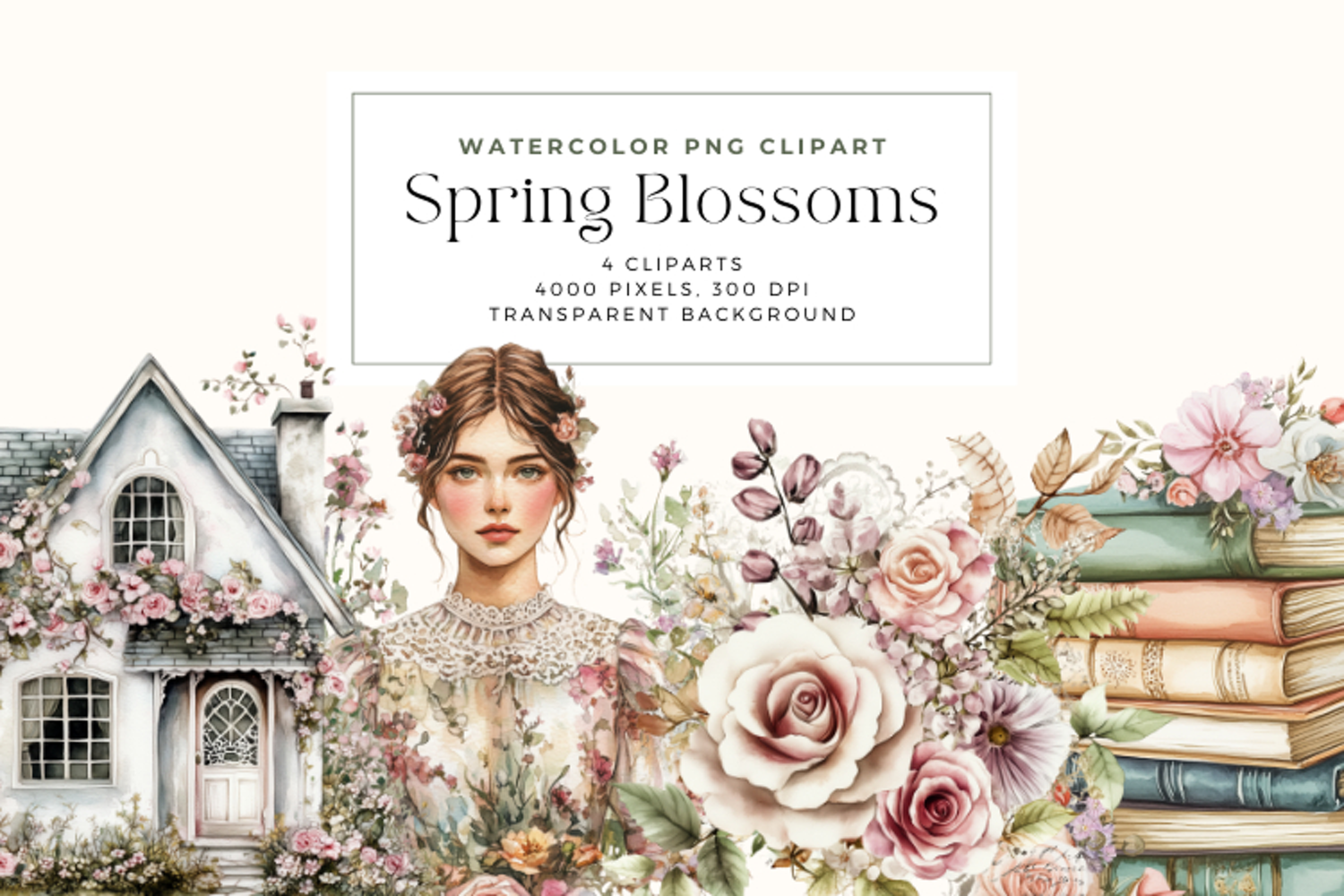 Watercolor Spring Blossoms Clipart product image 1