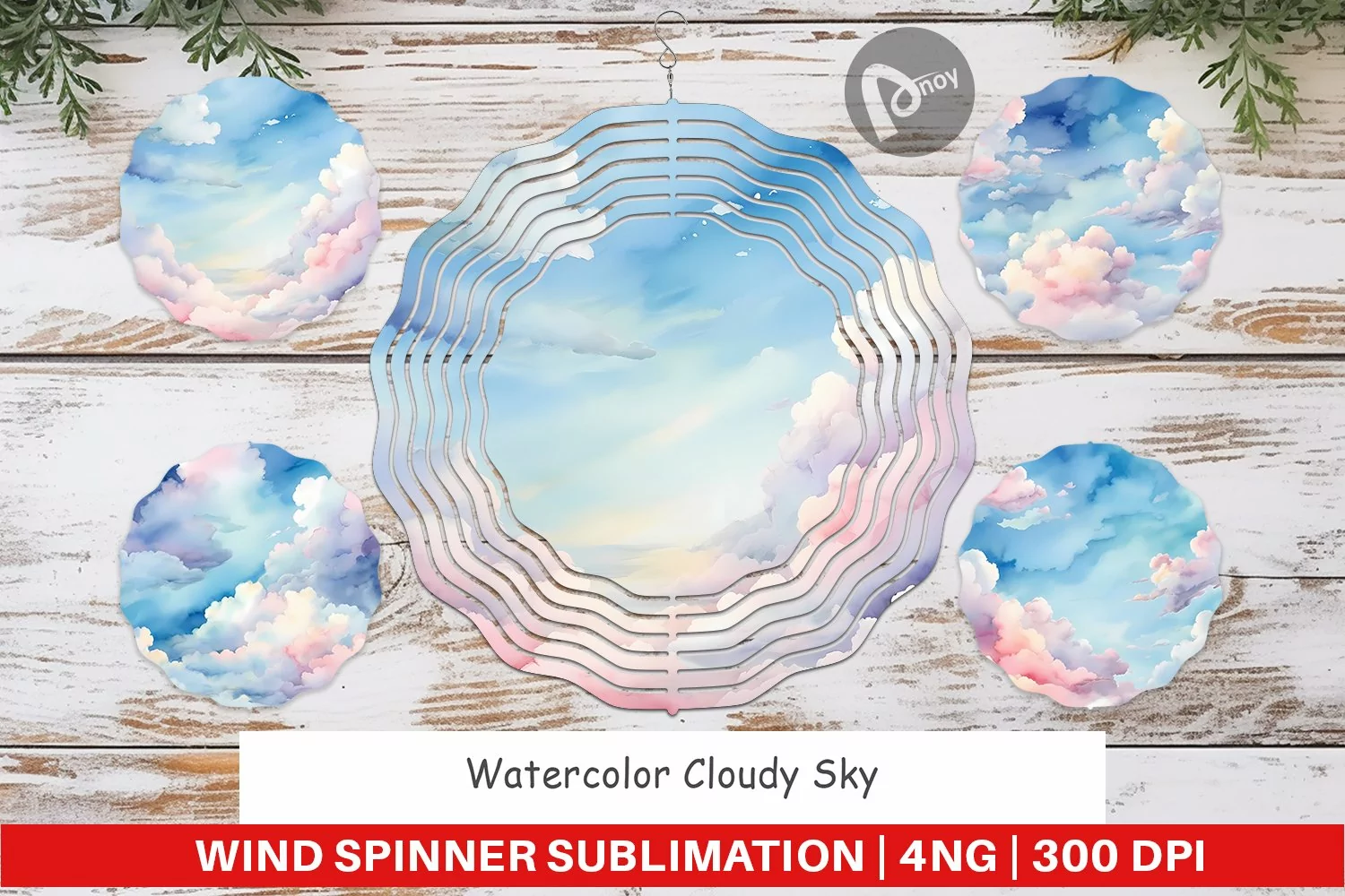Wind Spinner Watercolor Cloudy Sky product image 1