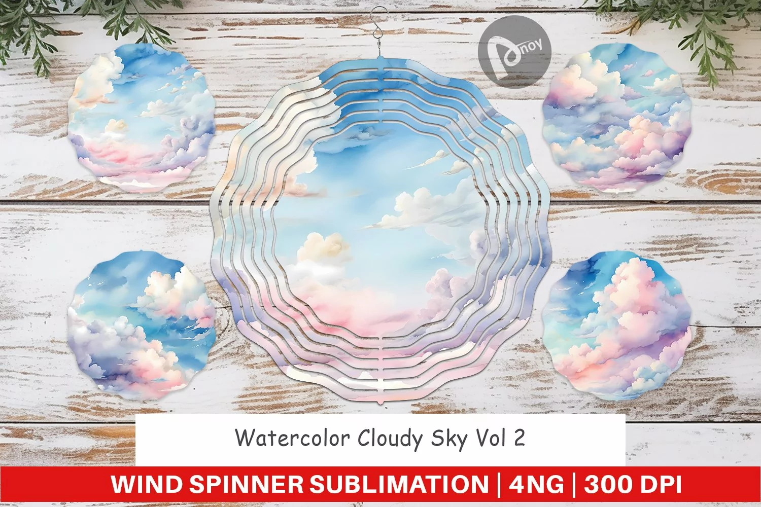 Wind Spinner Watercolor Cloudy Sky product image 1