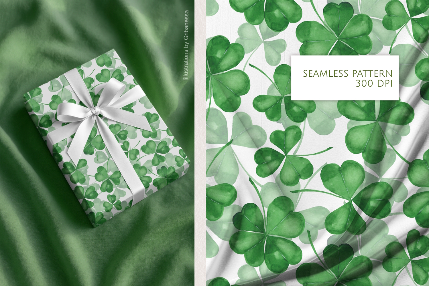 Hand-Drawn Watercolor Clover Seamless Pattern product image 1