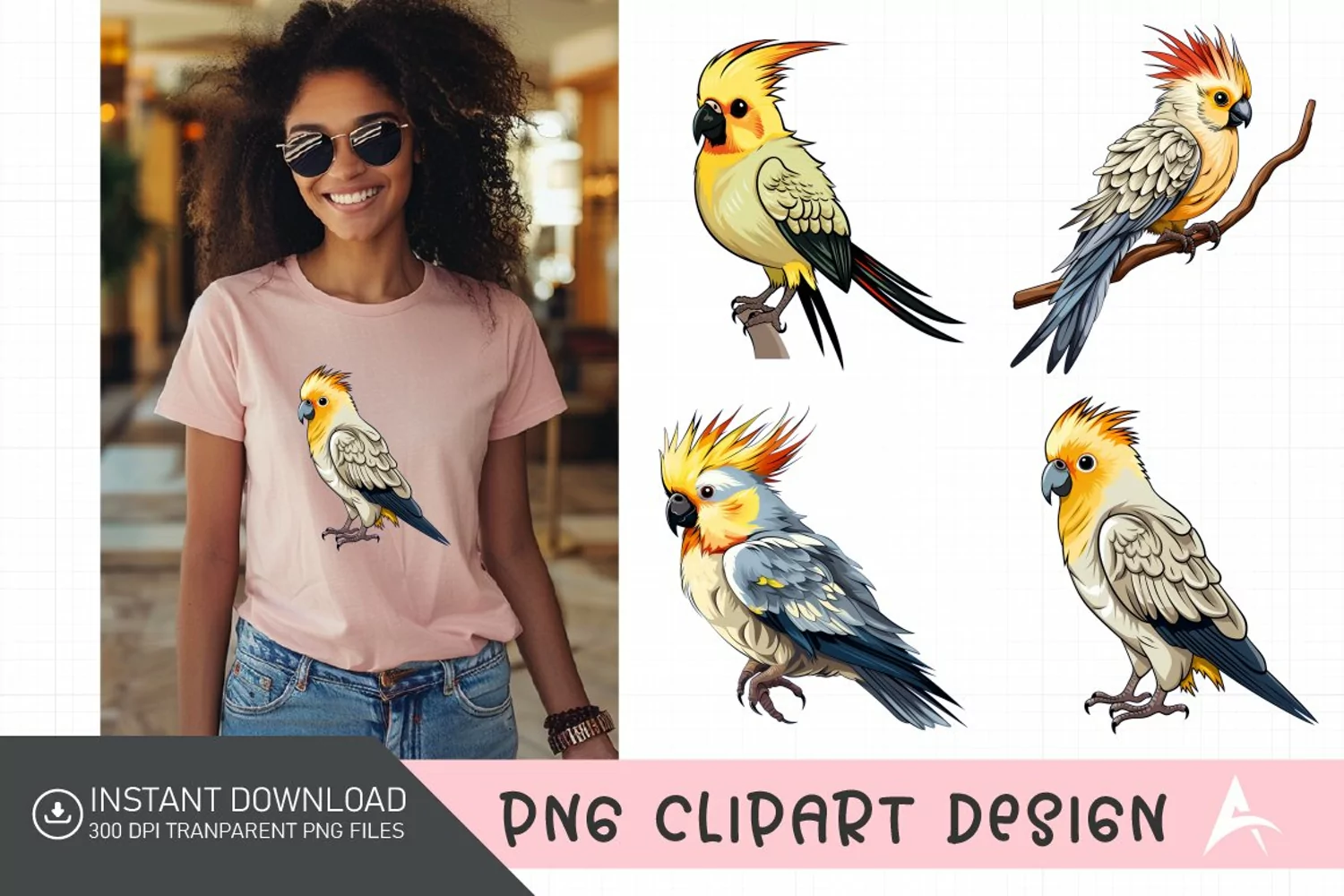 Watercolor Cockatiel Sublimation Clipart product image 1