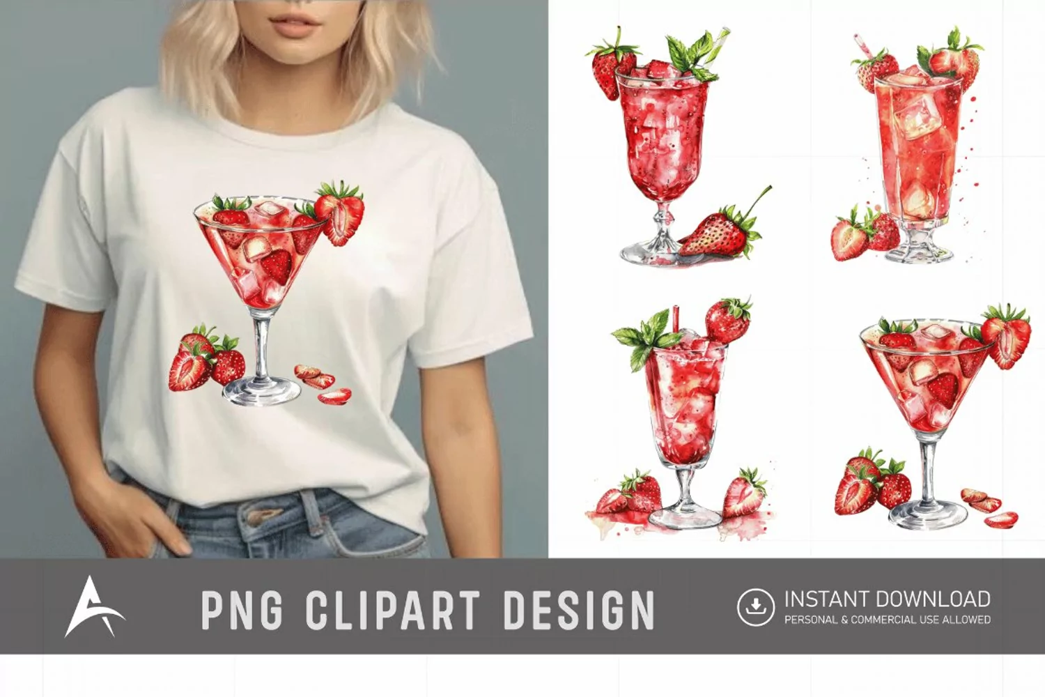 Watercolor Cocktail Clipart product image 1