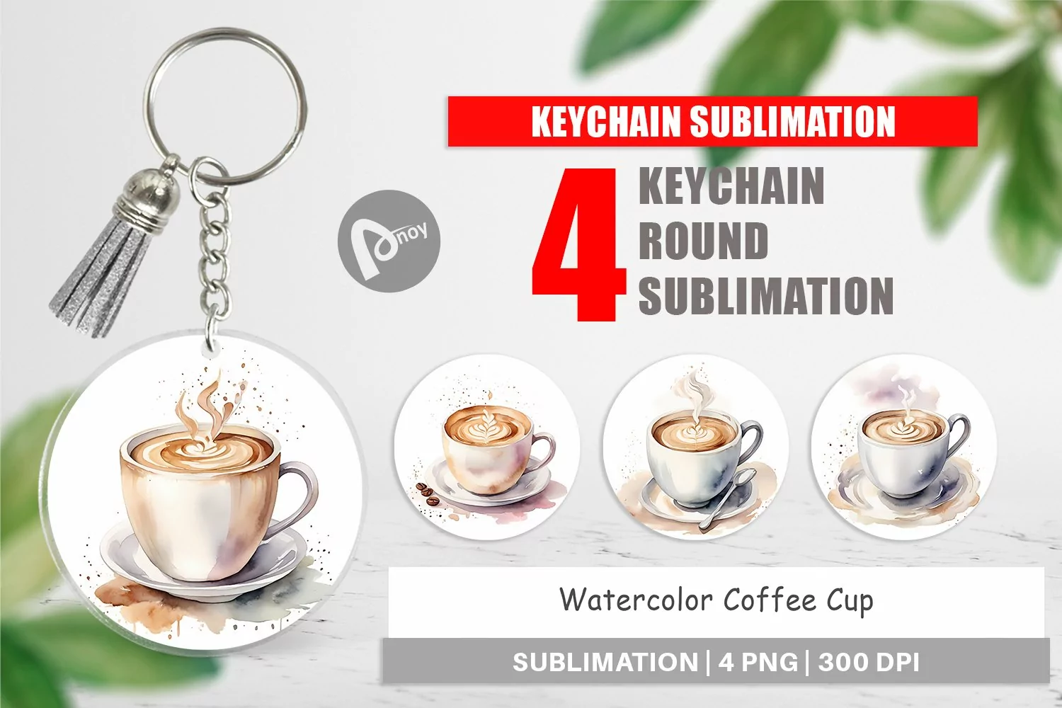 Keychain Watercolor Coffee Cup product image 1