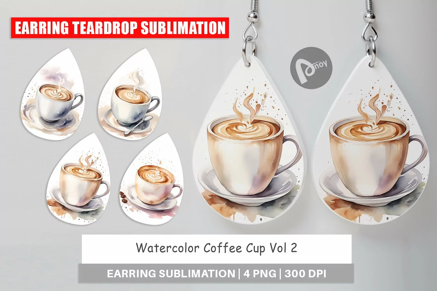 Earring Teardrop Watercolor Coffee Cup product image 1