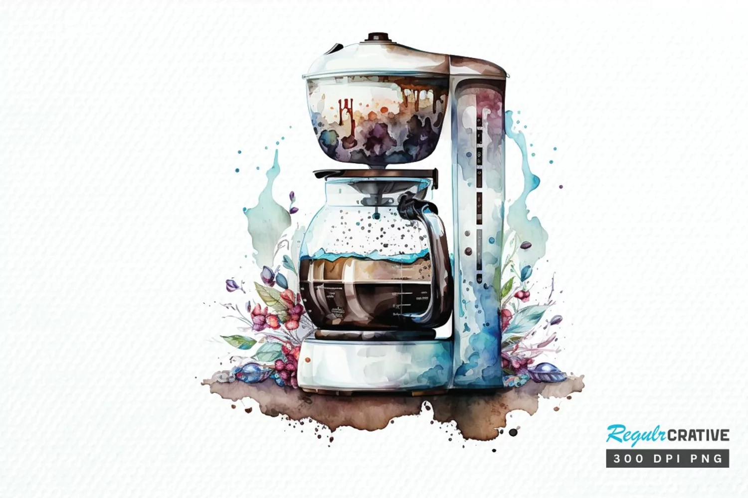 Watercolor Coffee Maker PNG Clipart product image 1