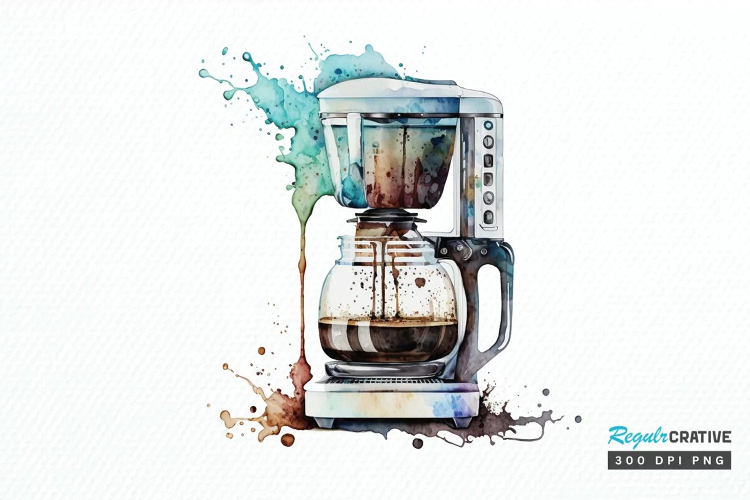 Watercolor Coffee Maker PNG Clipart product image 1