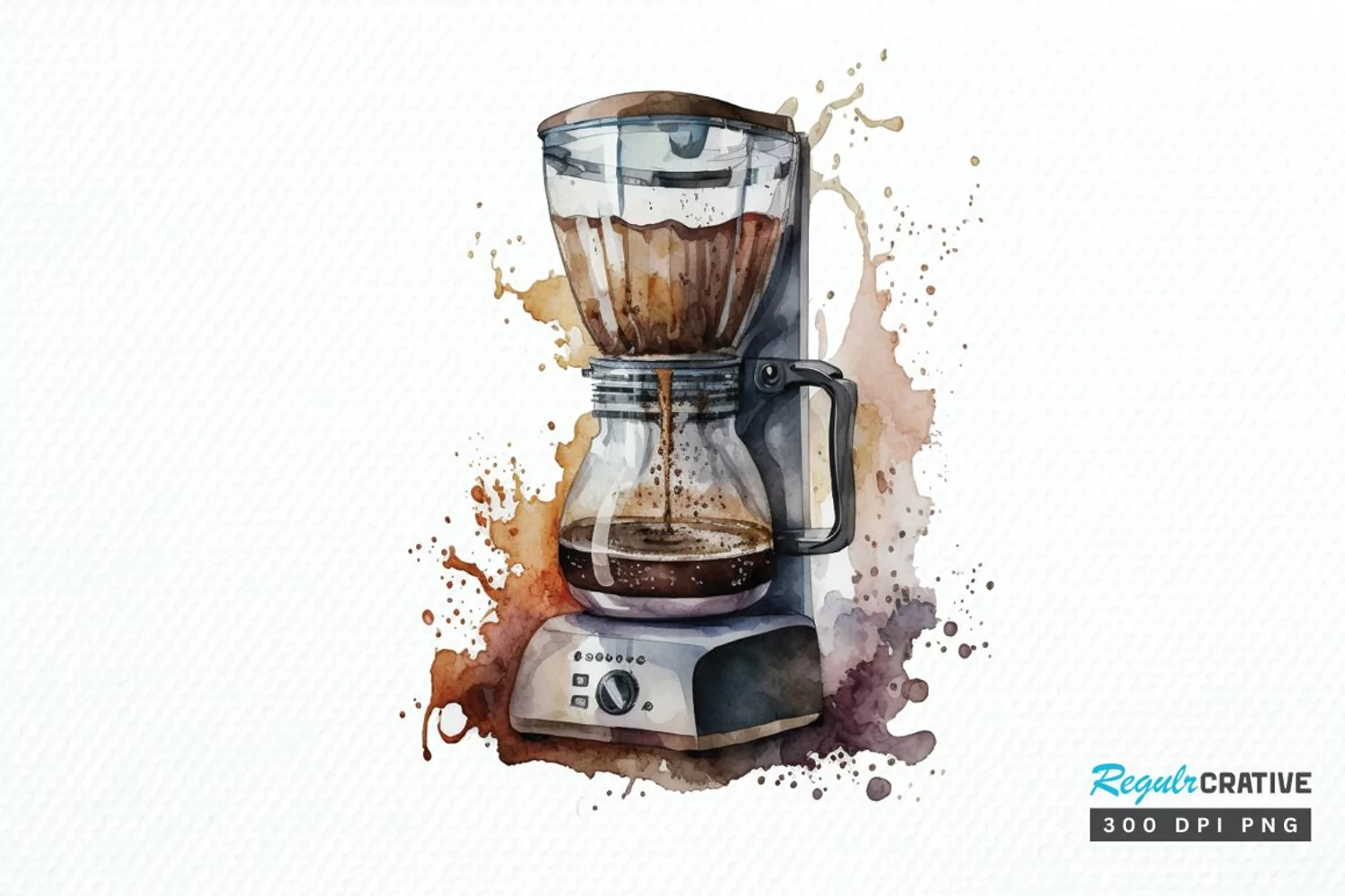 Watercolor Coffee Maker PNG Clipart product image 1