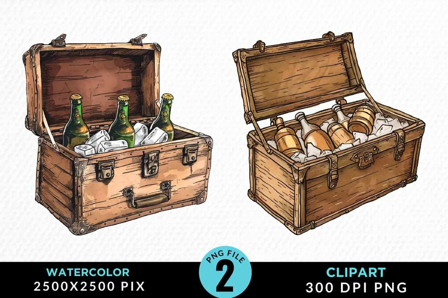Watercolor Cold Beer Fun Clipart product image 1