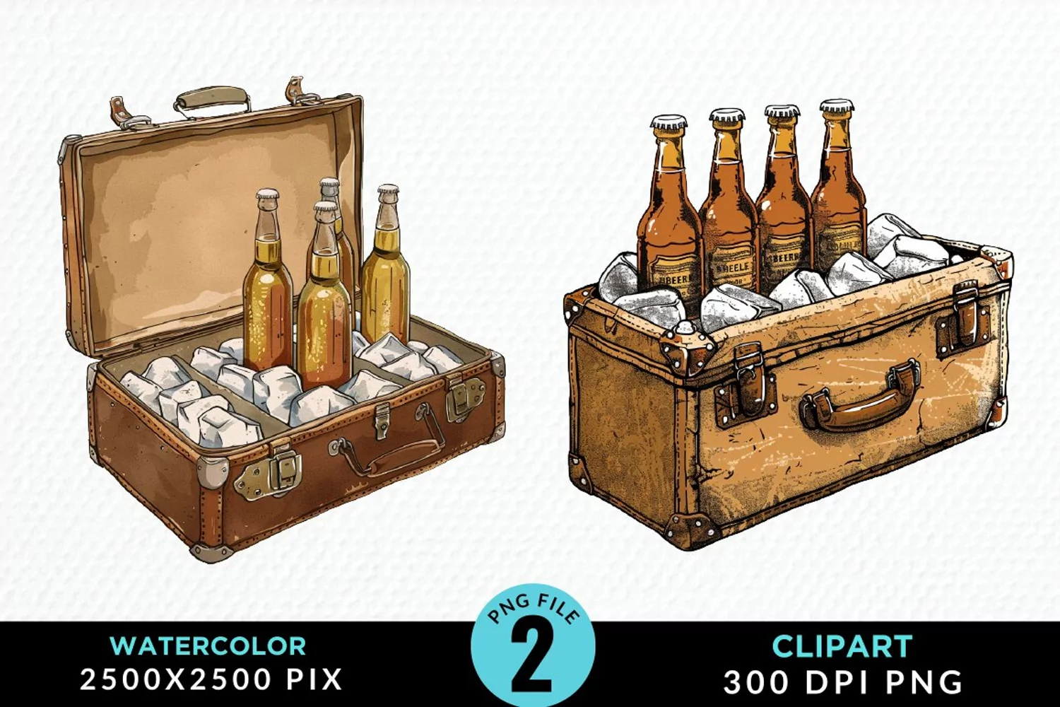 Watercolor Cold Beer Fun Clipart product image 1