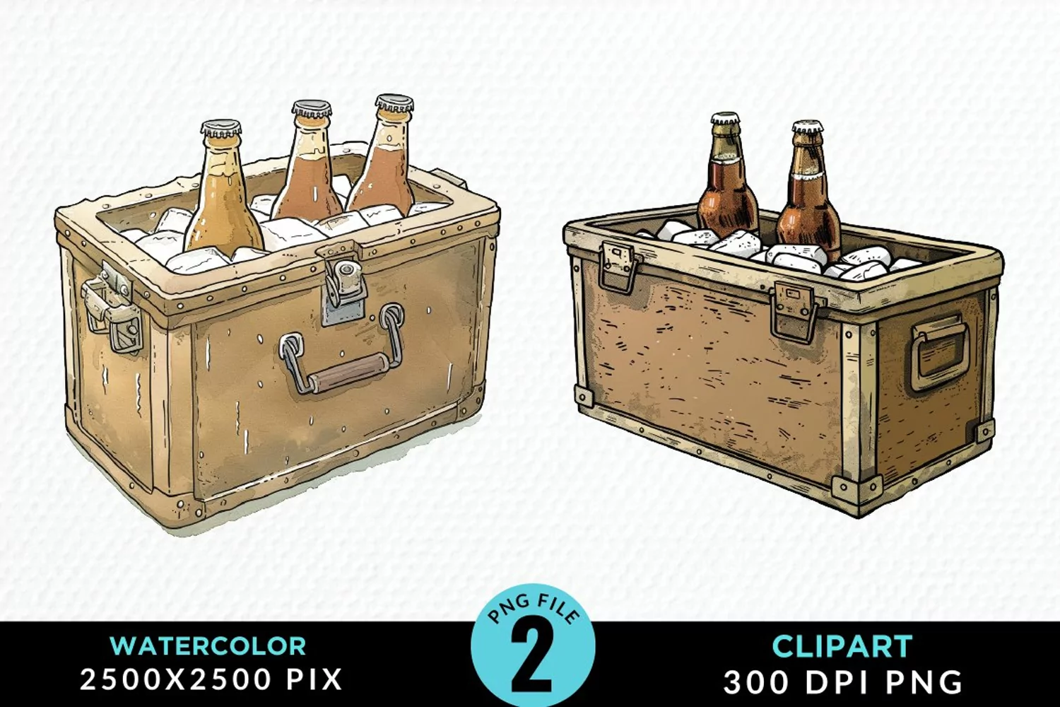 Watercolor Cold Beer Fun Clipart product image 1