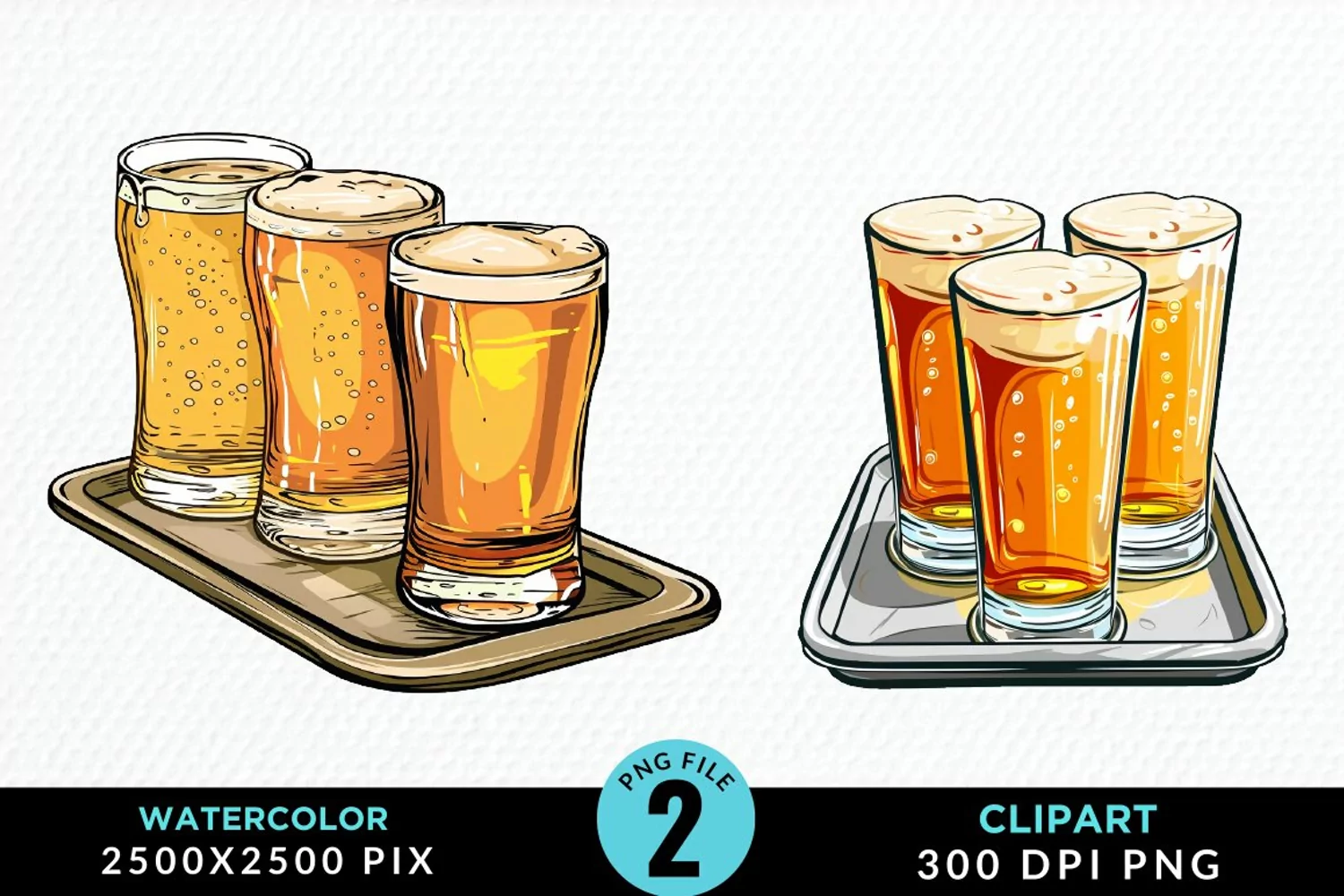 Watercolor Cold Beer Fun Clipart product image 1
